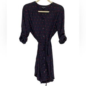 41 Hawthorn Shirt Dress womens size S Polka Dot Button Down Belted navy/red